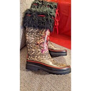 Ed Hardy Women's "Love Kills Slowly" Tall Rubber Rain Boots US 6